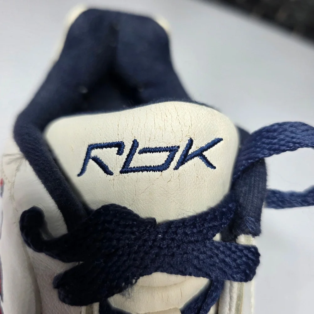 Reebok MLB Atlanta Braves Sneakers White Navy Red Leather Low Top Mens 7 RB711